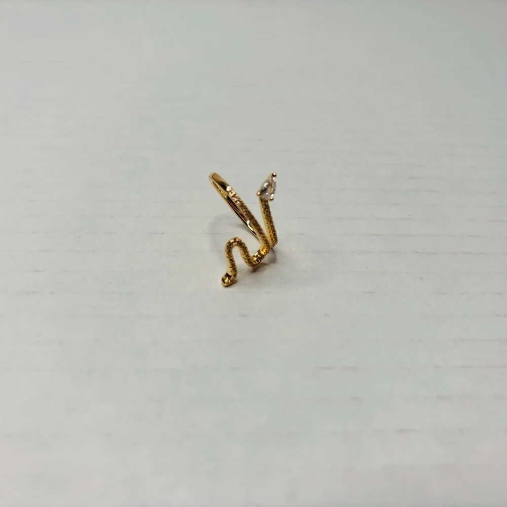 ADORNIA 14K Gold Plated Swarovski Crystal  Accented Winding Snake Ring Size 7